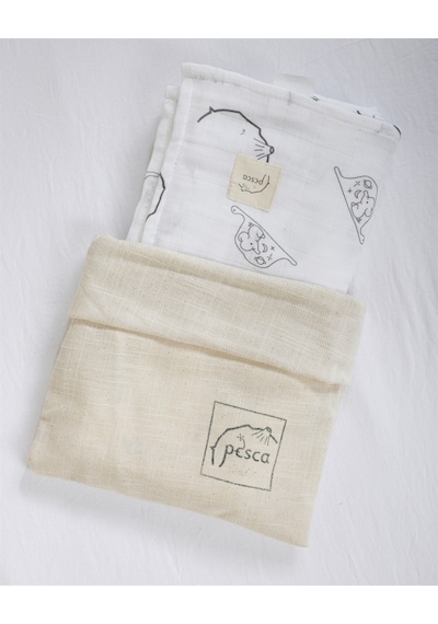 Fil Ve Gökyüzü Müslin Örtü 120X120 Cm - Gri-Beyaz Beyaz - Gri