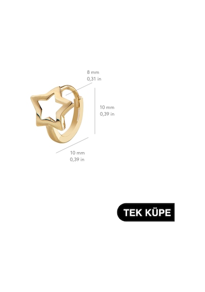 14 Ayar Tek Yıldız Halka Altın Küpe 0,65 Gr-6321