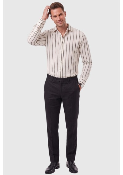 Deepsea Erkek %100 Pamuk Slim Fit Dar Kesim Keten Dokulu Çizgili Uzun Kollu Beyaz Gömlek 2600034 Deepsea Erkek %100 Pamuk Slim Fit Dar Kesim Keten Dokulu Çizgili Uzun Kollu Beyaz Gömlek 2600034