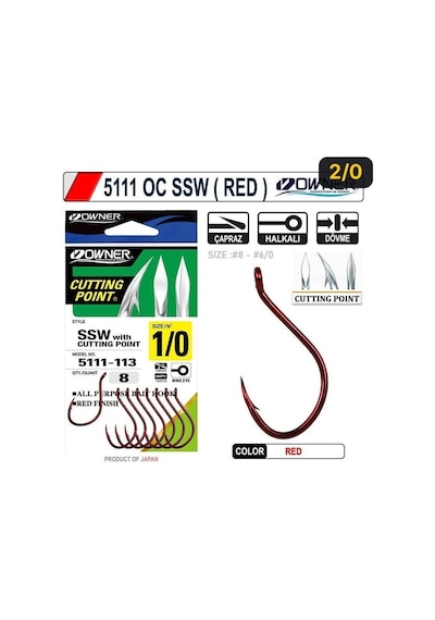 Owner 5111 Oc Ssw Red Tekli Olta İğnesi 2/0