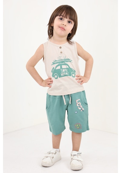 Toontoy Kids Toontoy Erkek Çocuk Baskılı Şortlu Takım Bej