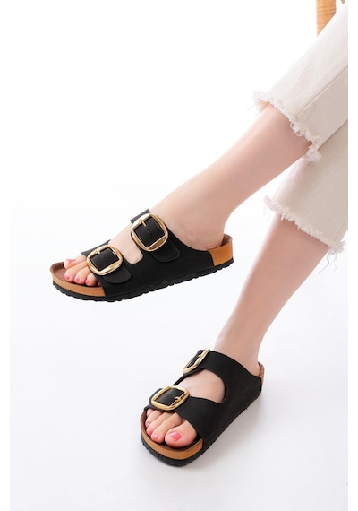 Aymood P-101 Siyah Günlük Birkenstock Kadın Terlik