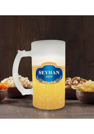 Kişiye Özel Bira Logolu Buzlu Cam Bira Bardağı 50cl-2