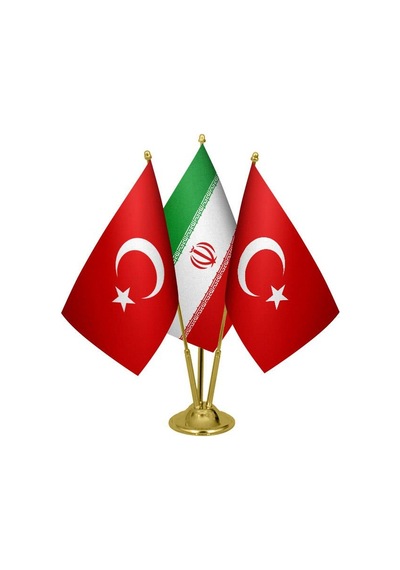 Masaüstü Direk İran Bayrağı Türk Bayrağı Üçlü Pirinç Bayrak