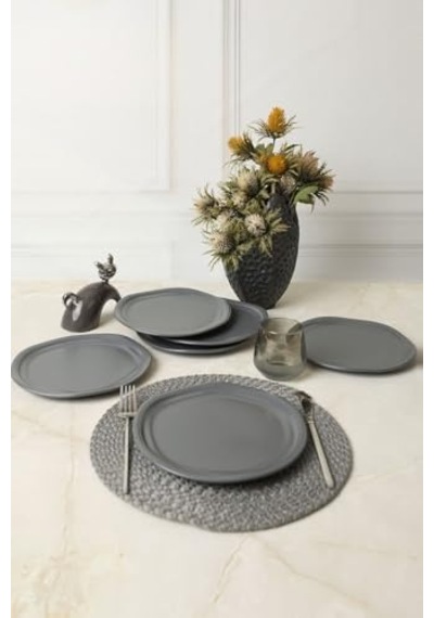 Mat Gri Bloom Pasta Tabağı 24 Cm 6 Adet 959 Açık