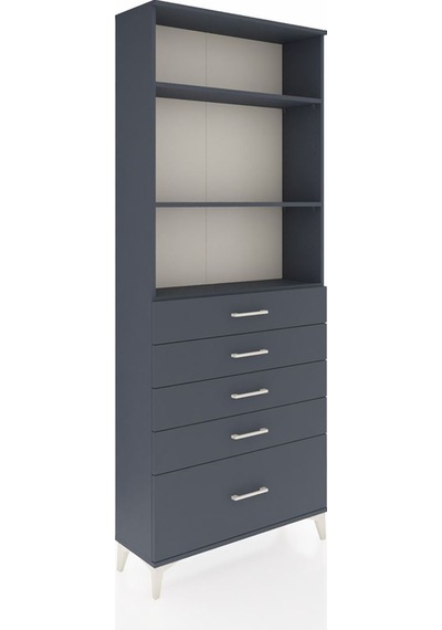 Arges Dolap 3 Raflı 5 Çekmeceli 88x30x221 Antrasit-antrasit Antrasit
