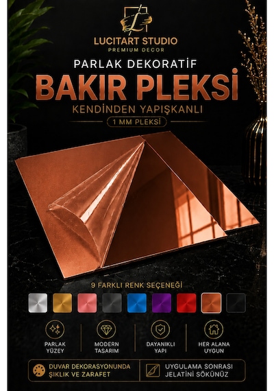 Lucitart Kendinden Yapışkanlı Parlak Dekoratif Pleksi Kare Duvar Paneli 9 Renk Seçeneği Modern Duvar Dekoru Bakır Lucitart Kendinden Yapışkanlı Parlak Dekoratif Pleksi Kare Duvar Paneli 9 Renk Seçeneği Modern Duvar Dekoru Bakır