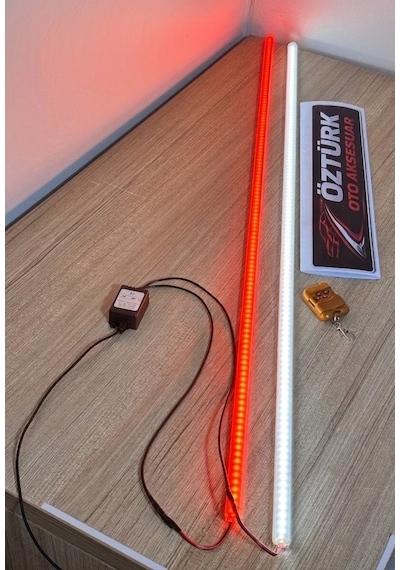 Cam Kenarı Yanıp Sönen Led Lamba 2 Li Uzaktan Kumandalı, 12 Modlu, Kırmızı Beyaz Işık 12v