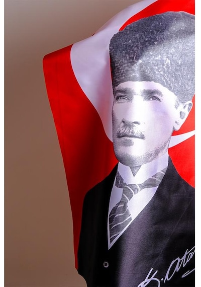 K.Atatürk İmzalı Türk Bayrağı Saten Kumaş Dijital Baskı 70x105 cm