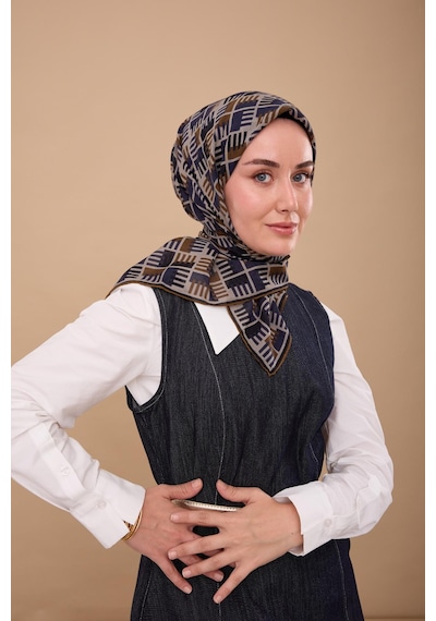 Silk Home Yaz Esintisi Eşarp 150001-12 Lacivert, Zeytin Kahve, Gri