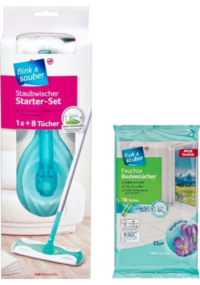 Flink Sauber Mop Set + Islak Yer Bezi 16'lı Paket