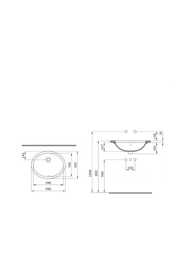 Bocchi Parma Tezgah Altı Lavabo 56 CM Parlak Siyah 1384-005-0125