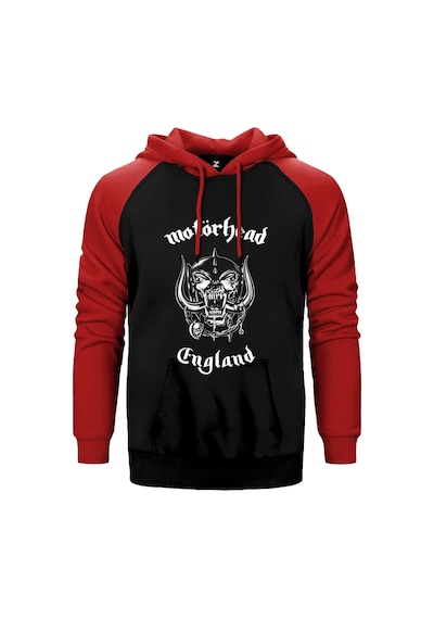 Motörhead England Kırmızı Renk Reglan Kol Kapşonlu Sweatshirt Kırmızı