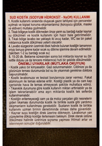 1. Kalite Koruma Sud Payed Kostik Caustic Lavabo Açıcı Tıkanıklık Giderici Yağ Çözücü 500gr.
