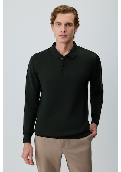 Morven Erkek Haki Basic Polo Yaka Dynamic Fit Rahat Kesim Triko 27kc017002710 Haki