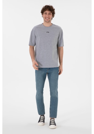 U.S. Polo Assn. Erkek Comfort Fit Bisiklet Yaka Gri Melanj Tişört 50306017-VR086