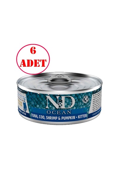 Nd Ocean Yavru Kedi Konservesi Balkabaklı Balıklı Karidesli 70 Gr 6 Ad