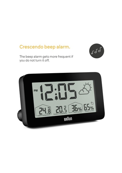 Braun Dijital Hava İstasyonu Saat İç Ve Dış Mekan Sıcaklık Ve Nem, Tahmin, Lcd Ekran, Hızlı Ayarlı, Crescendo