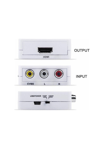 Rca To Hdmi Av Çevirici Dönüştürücü Converter 1080P Tv Tüplü Televizyon