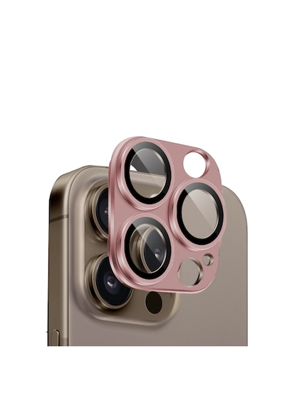 Apple Uyumlu iPhone 16 Pro/16 Pro Max Lens Koruyucu Halka Set-al3130 Rosegold