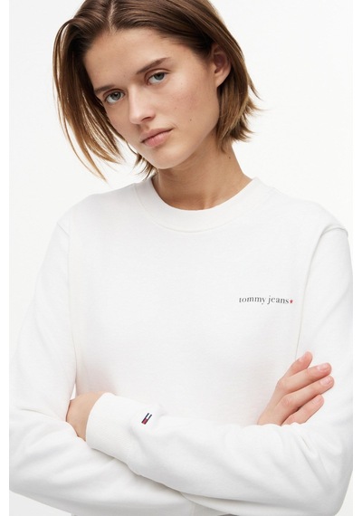 Tommy Hilfiger Tjw Kadın Regular Essential Logo 1 Bisiklet Yaka Beyaz Sweatshirt-16429