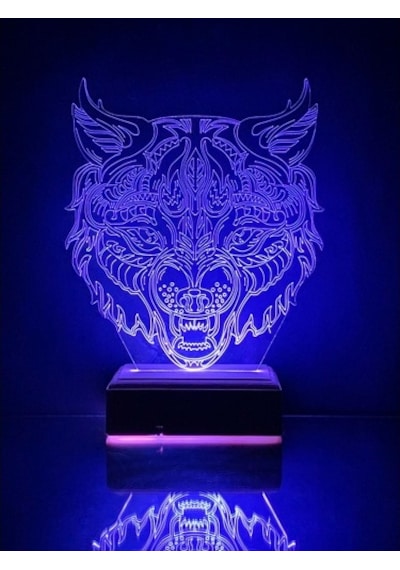 Özel Tasarım Fantastik Kurt 3D Led Gece Lambası Hediyelik Eşya