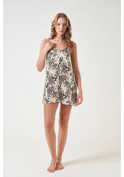 Ang Butik Pjs 29051 Kadın İp Askılı Gecelik LEOPAR