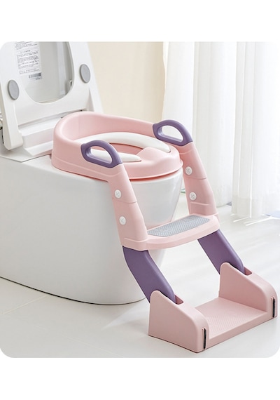 Çocuk Tuvalet Eğitimi Katlanır Klozet Adaptörü ve Lazımlık Pembe