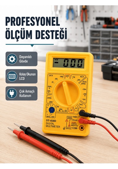 Dijital Multimetre Ölçü Aleti Ac Dc Ölçüm Ve Lcd Ekranlı Yeni Nes