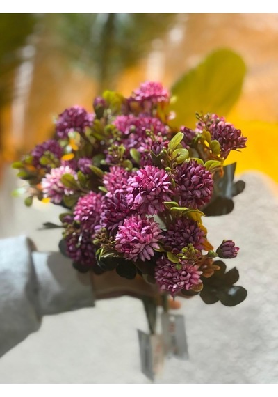 Yapay Mini Krizantem Çiçeği, Pembe, 10-15 Cm, Vazo Çiçeği Diğer