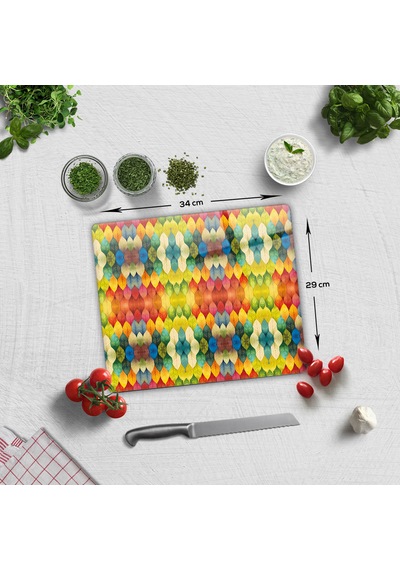 Cam Kesme Tahtası -cam Kesme Tablası Renk Cümbüşü 29cm X 34cm