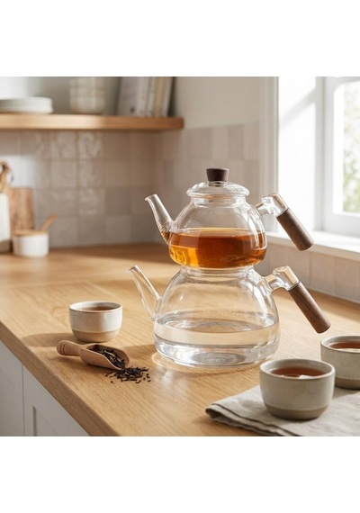 Lexroo 1800 Ml + 550 Ml Akasya Cam Çaydanlık Takımı Çok Renkli