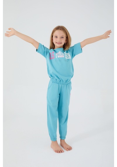 U.S. Polo Assn. Mavi Kız Çocuk Pijama Takımı Mavi