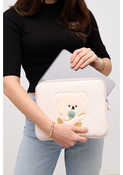 Mussen Teddy Bear Tablet Kılıfı 10 & 11 İnç Uyumlu Bej