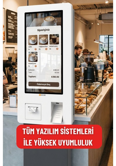 27 Inç Fhd Dokunmatik Ayaklı Self Servis Ödeme Ve Sipariş Kiosku Android