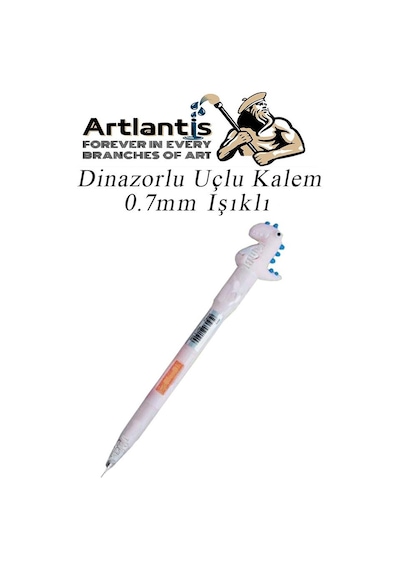 Işıklı Dinazor Uçlu Kalem 0.7 1 Adet Dinazor Başlıklı Versatil Kalem Süslü Silikonlu Hediyelik Kalem Pembe