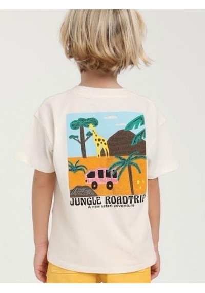 Escabel Erkek Bebek Road Trip Yazılı Pamuklu T-shirt-15620 Ekru
