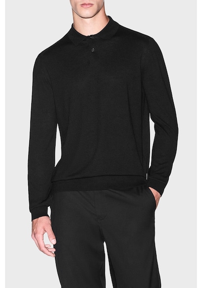 Armani Exchange Yün Karışımlı Regular Fit Düğmeli Polo Erkek Polo Xm003569 Af28778 Uc001 Siyah