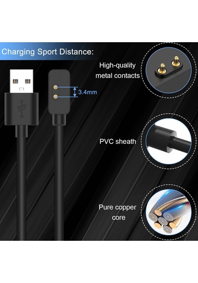 Caseonn Xiaomi Redmi Watch 2 Lite Manyetik Usb Hızlı Şarj Kablosu Siyah