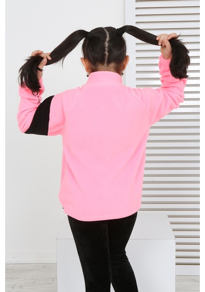 Toontoy Kız Çocuk Dik Yaka Fermuarlı Renk Bloklu Reglan Kol Polar Hırka - Beli Ayarlanabilir Lastikli Pembe Toontoy Kız Çocuk Dik Yaka Fermuarlı Renk Bloklu Reglan Kol Polar Hırka - Beli Ayarlanabilir Lastikli Pembe