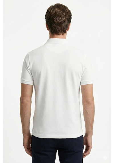 Sabri Özel Erkek Ekru Dar Kesim Slim Fit %100 Pamuk Dokuma Polo Yaka Tişört