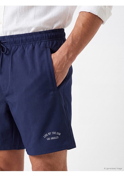 Lcw Swımwear İndigo Kısa Boy Los Angeles Baskılı Erkek Deniz Şortu