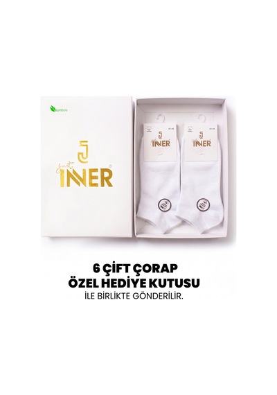 Just Inner Erkek 6'lı Pamuklu Patik Çorap Mevsimlik Nefes Alan 14200 Beyaz