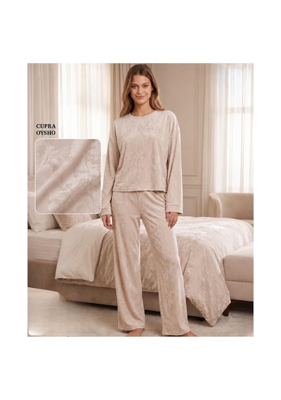 Mihra Kadın Oysho Bisiklet Yaka Uzun Kol Desenli Baharlık Pijama Takımı 20104eg - 1 Adet Ekru Mihra Kadın Oysho Bisiklet Yaka Uzun Kol Desenli Baharlık Pijama Takımı 20104eg - 1 Adet Ekru