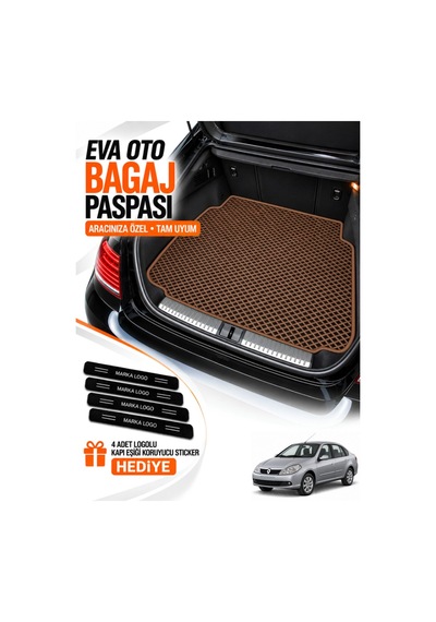Renault Symbol 3 2013-2020 Uyumlu Eva Bagaj Paspası Araca Özel Kahverengi