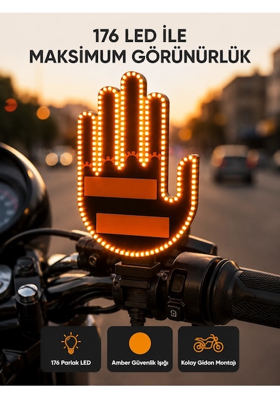 El Hareketiyle Kontrol Edilen 176 Led Amber Güvenlik Lambası Çok Renkli 99661696
