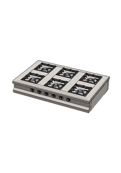 Csa Karacasan Set Üstü Altılı 6 Gözlü Doğalgazlı Ocak 150x100x25cm