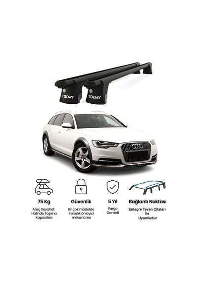 Trio-ı Audi A6 Allroad 2012 Ve Sonrası Uyumlu Siyah Kilitli Ara Atkı 120cm Port Bagaj Tavan Barı