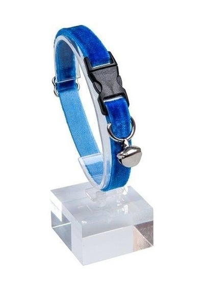 Kadife Zilli Ayarlanabilir Kedi Boyun Tasması 22-30 Cm Lacivert-18502