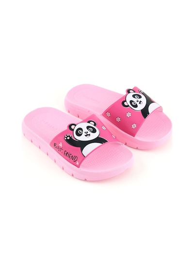Gezer Kız Çocuk Yazlık Best Friend Panda Pu Rahat Taban Ev Banyo Havuz Plaj Terlik Fuşya